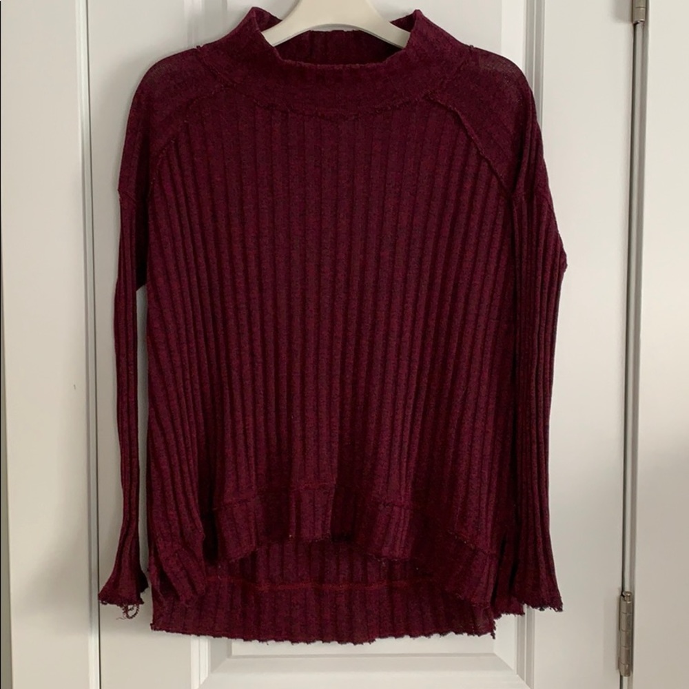 Free People Distressed Mock Turtle Longsleeve Tee